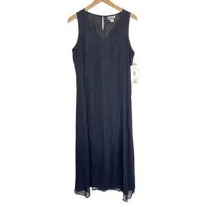 Vintage 90s Robbie Lee Silk Black Polka Dot Maxi Dress NWT Size 10